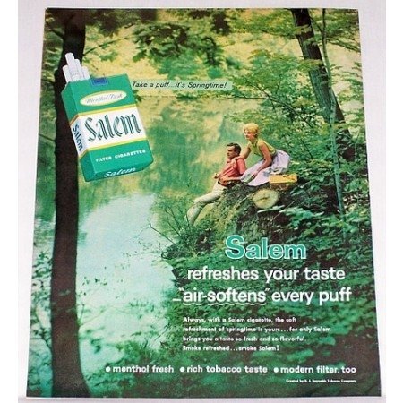 1962 Salem Cigarettes Color Tobacco Print Ad - It's Springtime