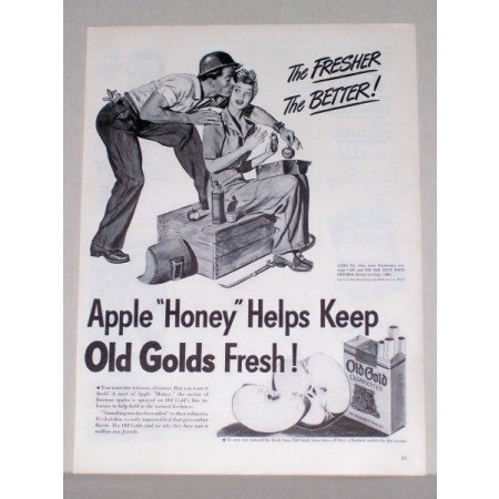 1944 Old Gold Cigarettes Welder Art Vintage Tobacco Print Ad