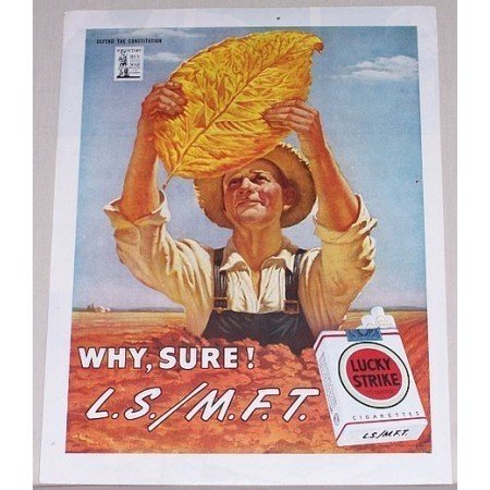 1945 Lucky Strike Cigarettes Color Tobacco Print Art Ad - Why, Sure!