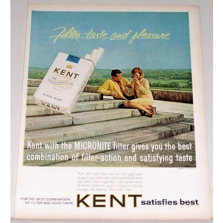 1963 Kent King Size Cigarettes Color Tobacco Print Ad - Satisfies Best