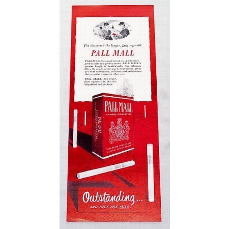 1947 Pall Mall Cigarettes Vintage Tobacco Print Ad