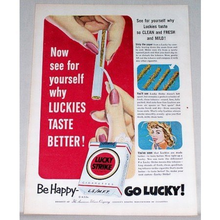 1952 Lucky Strike Cigarettes Vintage Tobacco Print Ad - See For Yourself