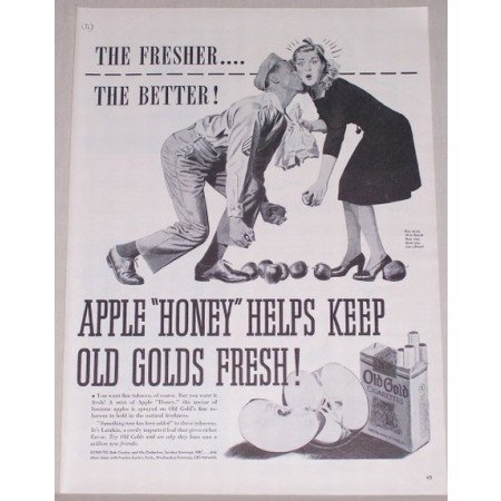 1944 Old Gold Cigarettes Army Kiss Vintage Tobacco Print Ad