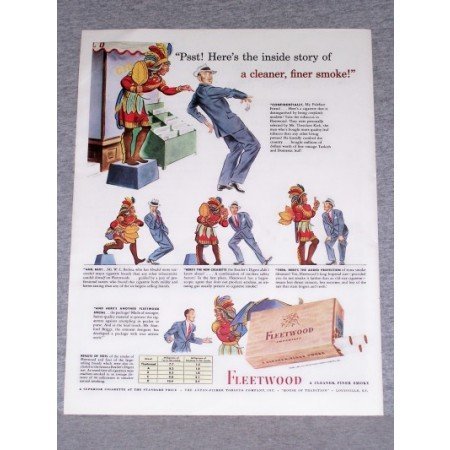 1943 Fleetwood Cigarettes Color Tobacco Print Ad - Paleface Friend