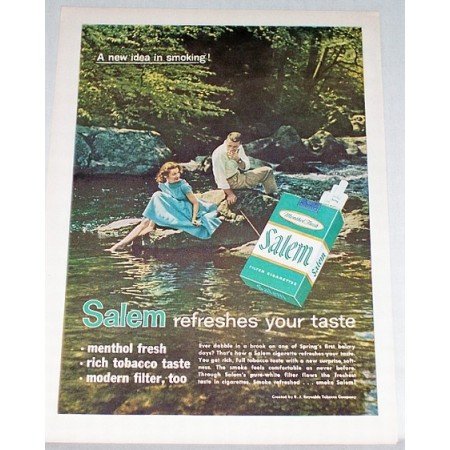 1959 Salem Cigarettes Color Tobacco Print Ad - New Idea In Smoking