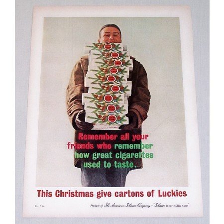 1960 Lucky Strike Cigarettes Color Christmas Print Ad