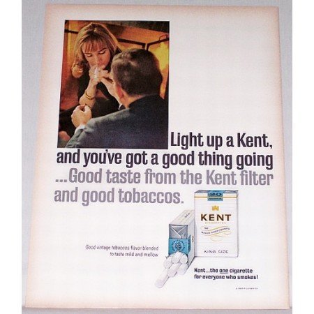 1965 Kent Cigarettes Color Tobacco Print Ad - Light Up A Kent