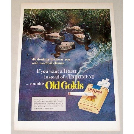 1951 Old Gold Cigarettes Ducks Water Fowl Color Tobacco Print Ad