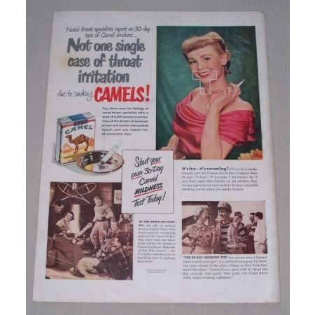 1949 Camel Cigarettes Color Tobacco Print Ad - 30 Day Smoke Test