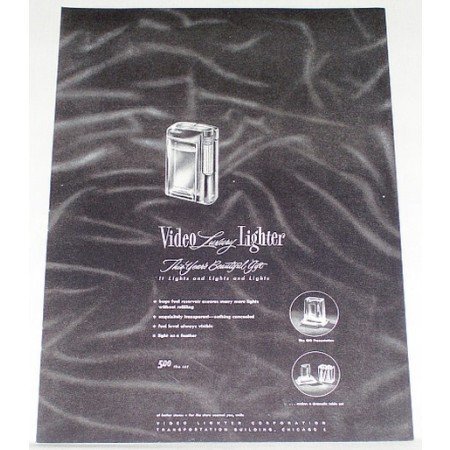 1948 Video Luxury Cigarette Lighter Vintage Print Ad