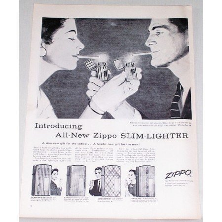 1956 Zippo Slim Lighter Vintage Print Ad