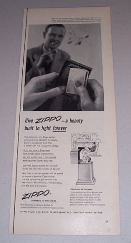 1954 Zippo Lighter Vintage Print Ad - A Beauty Built To Light Forever