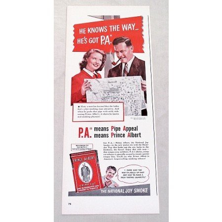 1947 Prince Albert Pipe Tobacco Color Print Ad - He Knows The Way
