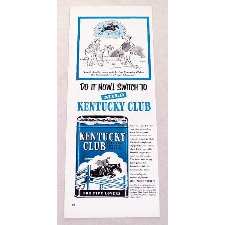 1953 Kentucky Club Pipe Tobacco Golf Art Vintage Print Ad
