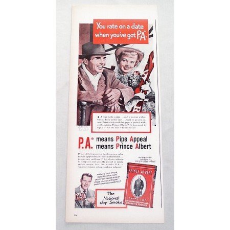 1947 Prince Albert Pipe Tobacco Color Print Ad - You Rate On A Date