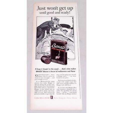 1939 Briggs Pipe Tobacco Vintage Print Ad - Just Won't Get Up