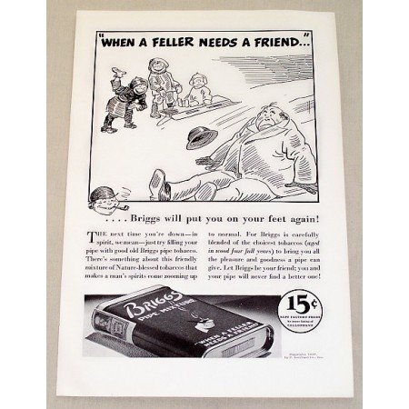 1937 Briggs Pipe Mixture Tobacco Vintage Print Ad - Needs A Friend