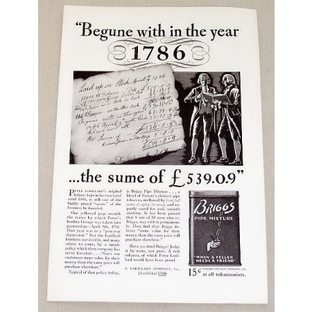 1937 Briggs Pipe Mixture Tobacco Vintage Print Ad - With In The Year