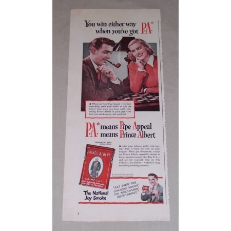 1949 Prince Albert Pipe Tobacco Color Ad - Checkerboard