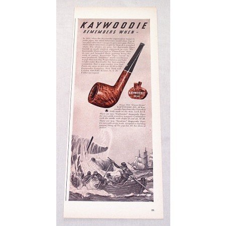 1947 Kaywoodie Briar 69 Flame Grain Pipe Color Print Ad