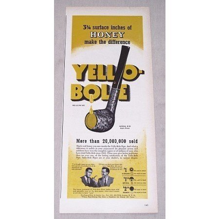 1946 Yello-Bole Imperial Apple Shape Smoking Pipe Color Print Ad
