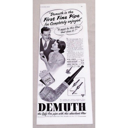 1949 Demuth Smoking Pipes Vintage Print Ad - First Fine Pipe