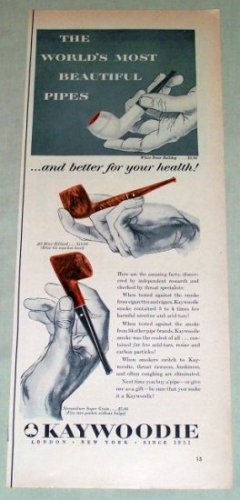 1953 Kaywoodie Briar Streamliner Tobacco Smoking Pipes Color Print Ad
