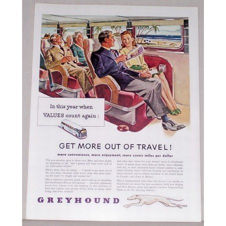 1946 Greyhound Bus Lines Color Print Ad - Get More Out Of Travel