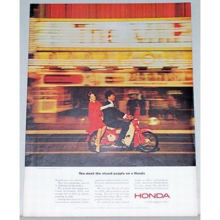1964 Honda 4 Stroke 50cc Cycle Color Print Ad