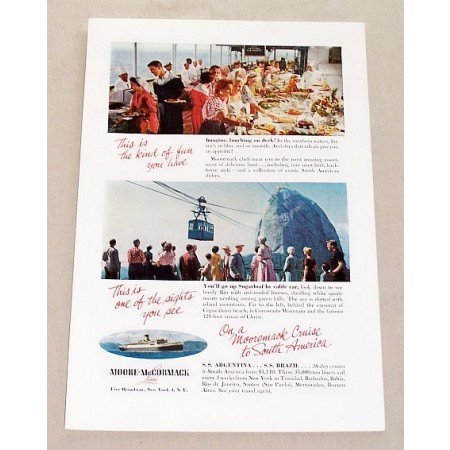 1955 Moore McCormack Cruise Lines Color Print Ad - South America