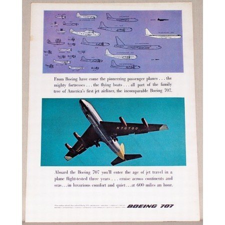 1957 Boeing 707 Jet Airliner Color Print Ad