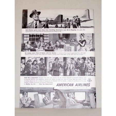 1948 American Airlines DC-6 Flagship Plane Vintage Print Ad