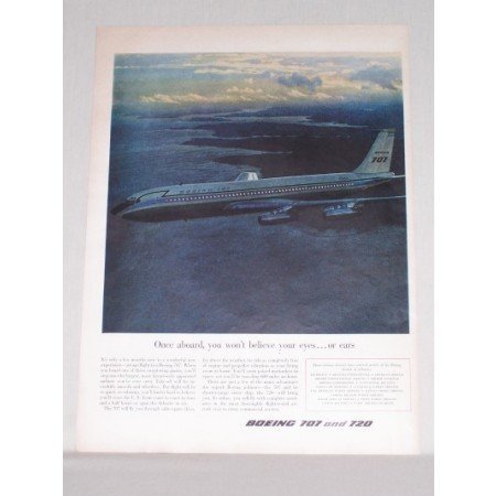 1958 Boeing 707 Airliner Plane Color Print Ad