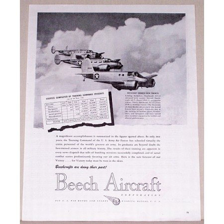 1944 Beech Aircraft Bomber Crew Trainers Vintage Print Ad