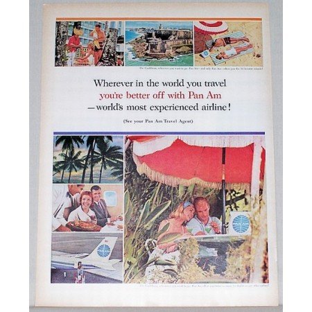 1963 Pan Am Air Lines Color Print Ad - The Caribbean