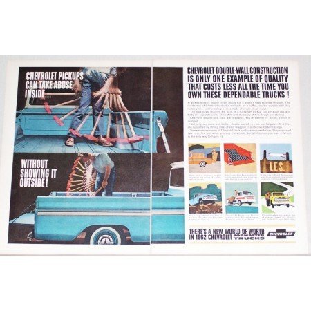 1962 Chevrolet Jobmaster Trucks 2 Page Color Print Ad