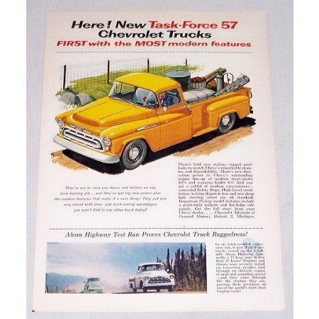 1956 Color Print Ad for 1957 Chevrolet 100 Pickup Truck