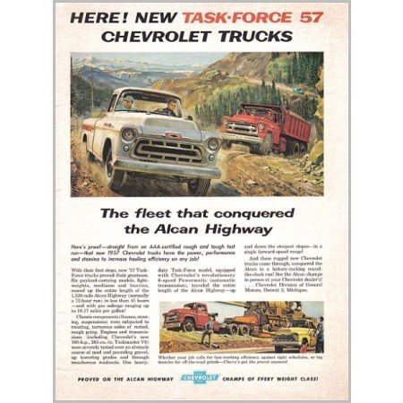 1957 Chevrolet Trucks Color Print Ad - Task Force 57