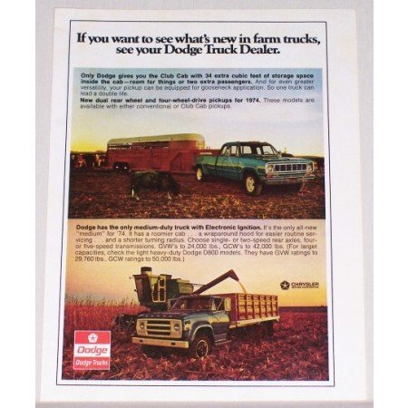 1974 Dodge Club Truck and Medium Duty Truck Color Print Ad