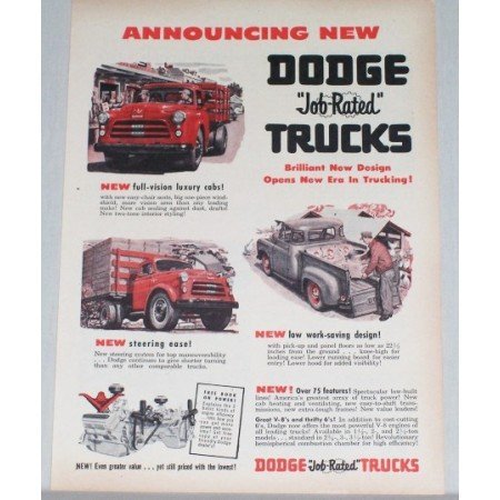 1953 Dodge Job Rated Trucks Color Print Ad
