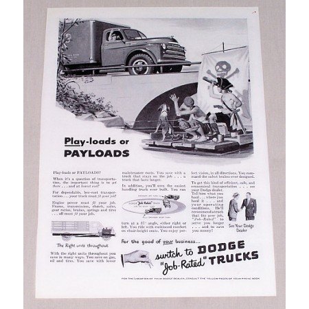 1949 Dodge Payload Truck Vintage Print Ad - Job Rated Trucks