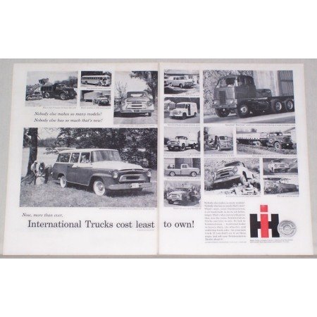 1957 International Trucks 2 Page Vintage Print Ad - 16 Models