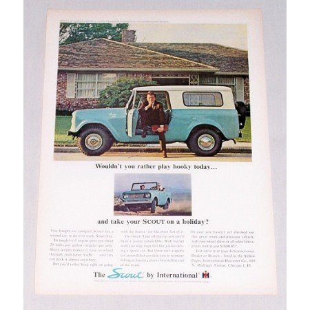 1964 International Scout Color Print Ad - Play Hooky Today