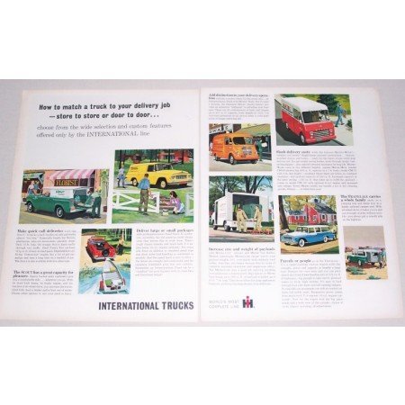 1962 International Delivery Trucks 2 Page Color Print Ad