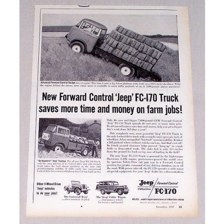 1957 Jeep FC-170 Platform Stake Body Truck Vintage Print Ad