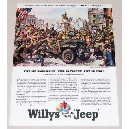 1945 Willys Jeep Sessions Art Color Wartime WWII Print Ad