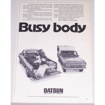 1971 Nissan Datsun Pickup Truck Vintage Print Ad - Busy Body