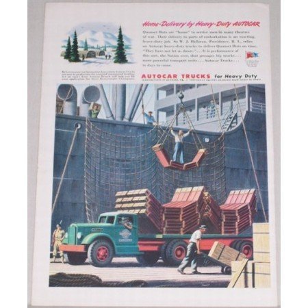 1944 Autocar Heavy Duty Trucks Color Print Ad - Home Delivery
