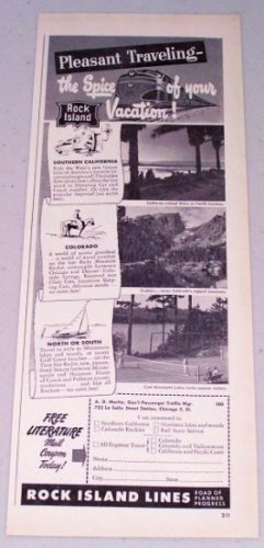 1949 Rock Island Lines Railroad Train Transportation Vintage Print Ad