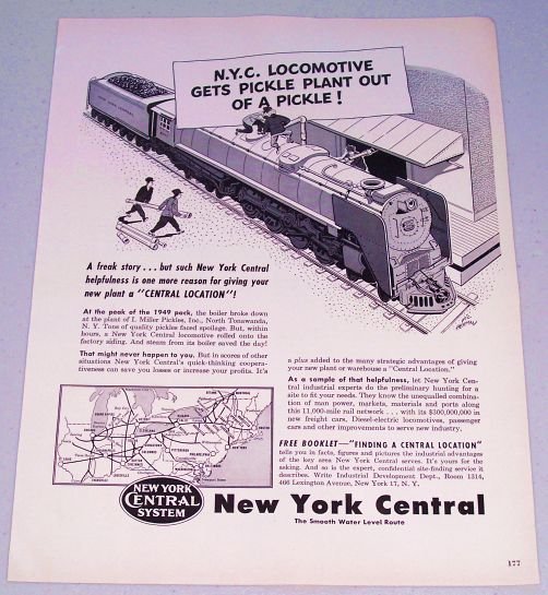1949 New York Central System Railroad Train Vic Herman Art Vintage Print Ad